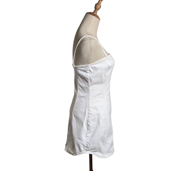 Zara White Denim Stretch Mini Dress - Picture 3 of 6